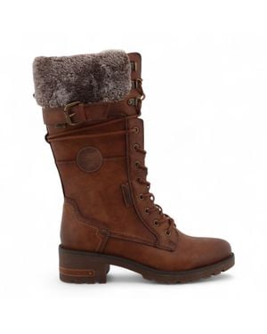 Mustang Off Mid-Calf Faux Fur Winter Combat Boots - Brown
