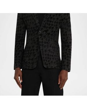 John Varvatos Kal Houndstooth Knit Blazer - Black