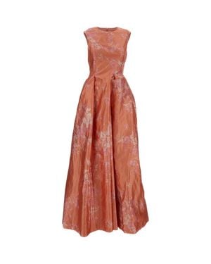 Erdem Floral-Print Textured Satin Hourglass Gown - Pink