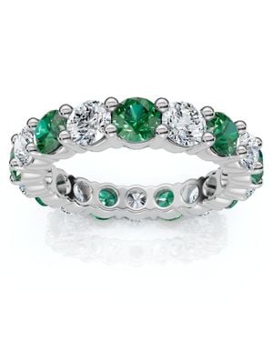 Pompeii3 3Ct Emerald & Diamond Eternity Ring 14K Or Platinum Lab Grown - Green