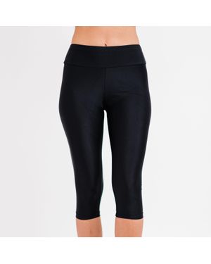 Calypsa High Waisted Capri Swim Leggings - Black