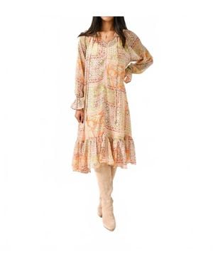 Karlie Paisley Chiffon Midi Dress - Natural