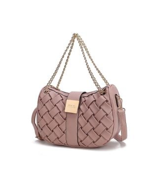 MKF Solari Braided Chain Vegan Leather Shoulder Bag, Chic & Functional - Pink