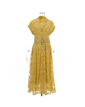 TRUEDAMES Summer Lace Embroidered Blazer Dress - Yellow