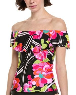 Trina Turk Monaco Ruffle Tankini Top - Pink