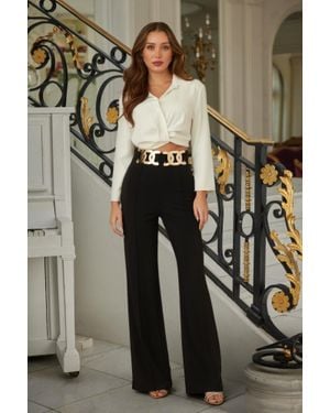 TRUEDAMES High Waist Fashion Pants - Black