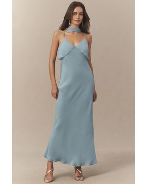 BHLDN Scarf Detail Slip Maxi Dress - Blue