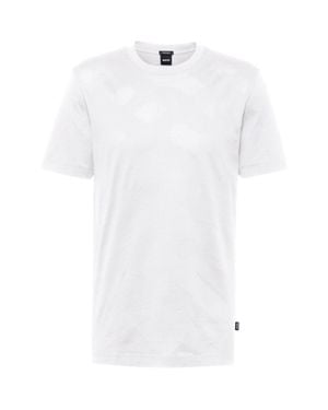 BOSS Tiburt 355 100- Jacquard Logo Short Sleeve Cotton T-Shirt - White