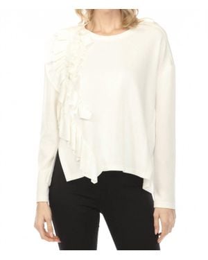 Joseph Ribkoff Ruffled Long Sleeve Top - White