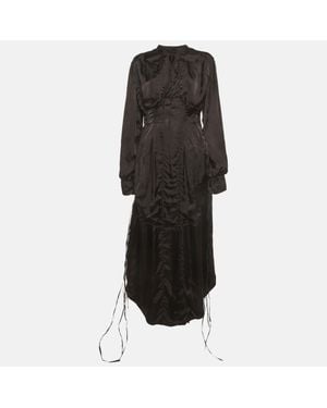 Jil Sander Satin Pleated Maxi Dress - Black