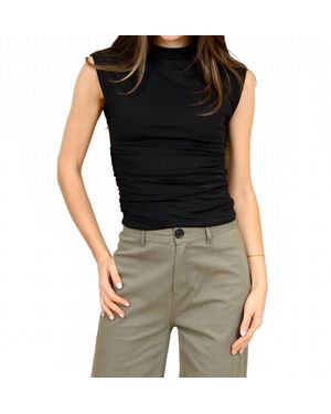 Second Skin by RD Style Extended Sleeve Funnel Neck Top - Black