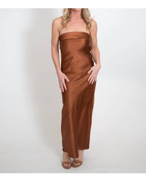 In The Beginning Strapless Open Back Maxi Dress - Brown