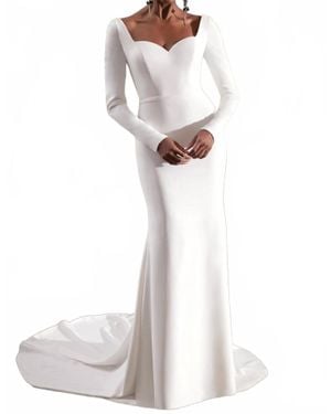 Justin Alexander Piper Long Sleeve Fit And Flare Wedding Dress - White