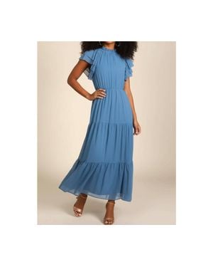 Haptics Mock Neck Maxi Dress - Blue