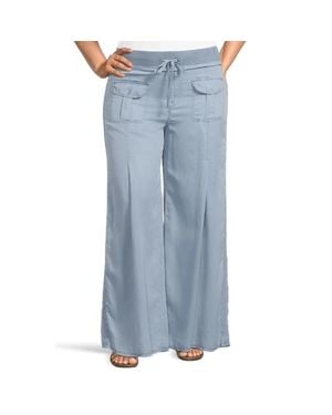 XCVI Loen Pants Pacific Raw Hem Drawstring Waist Wide Leg Gbo1716 - Blue