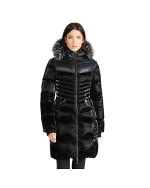 Pajar Faye Quilted Puffer With Fixed Hood And Detachable Hood And Faux Fur Trim - Black