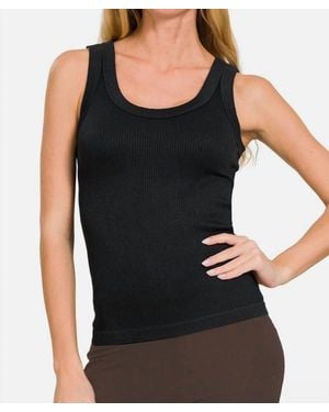 Zenana Ribbed Scoop Neck Tank Top - Black