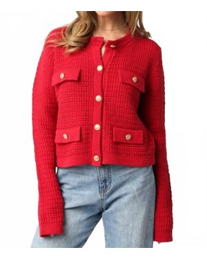 Olivaceous Maci Knit Button Cardigan - Red