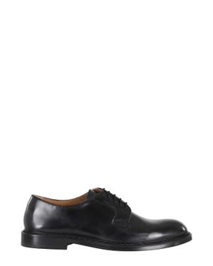Doucal's Derby Shiny Leather Brogues - Black