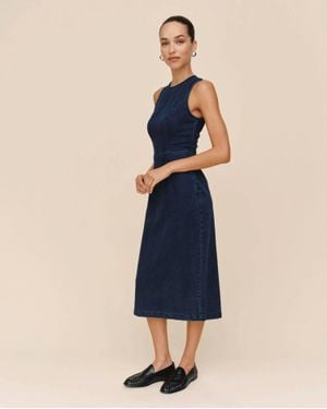 Bella Dahl Zip Back Denim Midi Dress - Blue