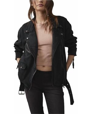 Free People Rebel Rebel Knit Moto Jacket - Black