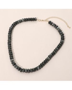Fashnzfab Graduated Rondelle Beaded Necklace - Metallic