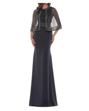 Marsoni by Colors Removable Capelet Embellished Dress - Blue