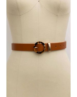 Leto Tortoise Shell O-Ring Buckle Belt - Natural