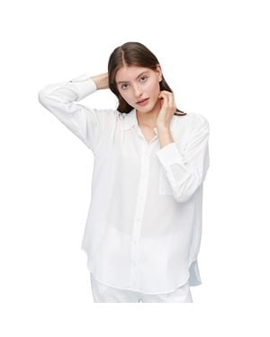 LILYSILK Drop Shoulders Oversize Silk Shirt For - White