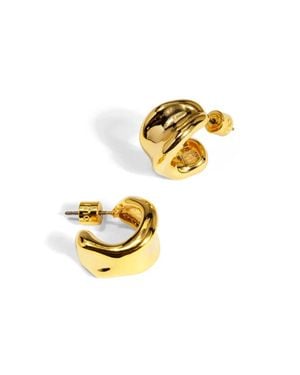 Rho Molten Dome Hoop Earring - Metallic