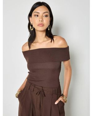 Apricot Cali Off The Shoulder Knit Top - Brown