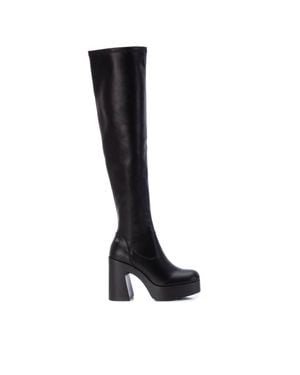 Xti Refresh Collection High Heel Super Tall Knee High Boots - Black