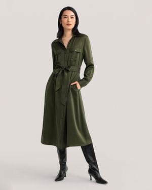 LILYSILK Sand-Washed Pocket Trench Dress For - Natural