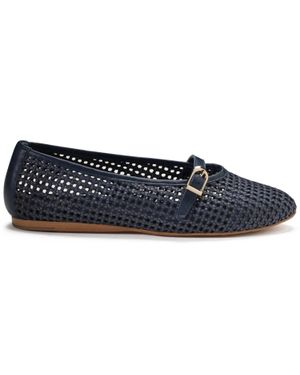 BluBlonc Natalie Mary Jane Strap Detail Flats - Blue
