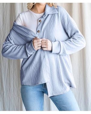 7Th Ray Cable Knit Button Down Top - Blue