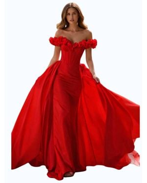 Sherri Hill Off Shoulder Corset Gown - Red
