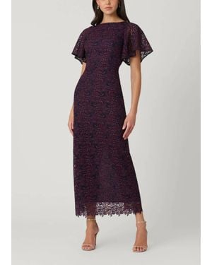 Shoshanna Bess Two-Toned Lace Cocktail Dress - Purple