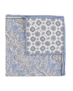 Pacific Silk Paisley To Medallion Print Hanky Scarf - Blue
