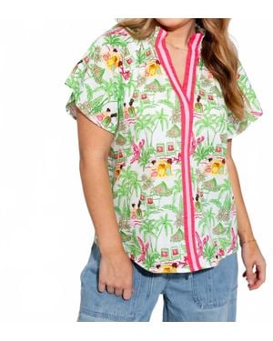 Thml Vacation Scene Print Top - Green