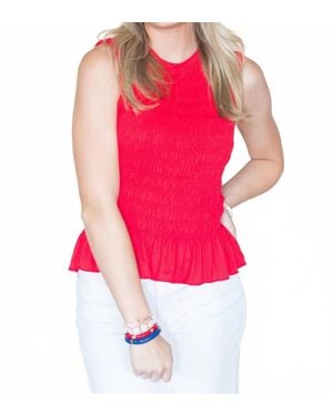Anniewear All American Flare Sleeveless Peplum Top - Pink