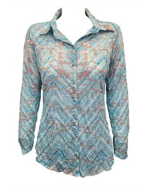 David Cline Crushed 3/4 Sleeve Shirt - Blue