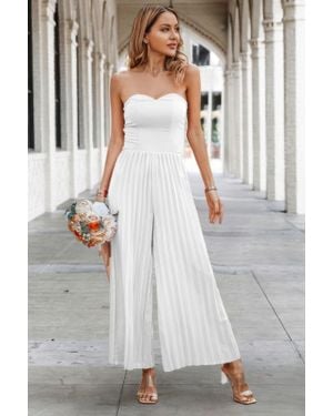 TRUEDAMES Elegant Off Shoulder Pleated High Waist Jumpsuit - Gray