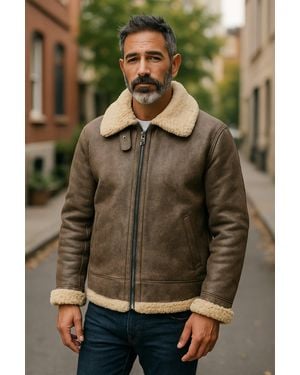 Infinity Leather B3 Ww2 Sheepskin Leather Flying Aviator Jacket-Seshego - Green