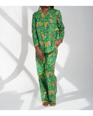 Denise Rae Fearless Peacock Pajama Set - Green