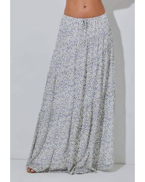 Baevely By Wellmade Ditsy Floral Maxi Skirt - Gray