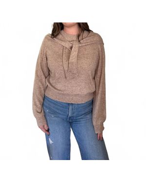 Miou Muse Athena Tie Drape Long Sleeve Sweater - Blue