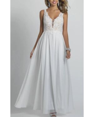 Dave & Johnny A-Line Chiffon Gown - Gray