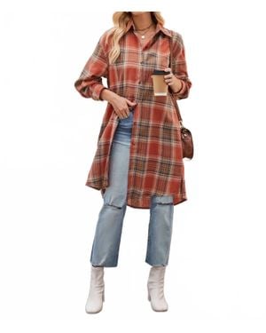 Mccolin Falling Into Button-Down Shirt - Red
