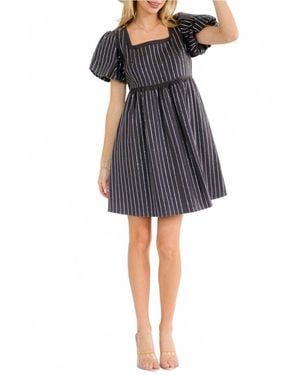 Blue B Rhinestone Striped Dress - Black