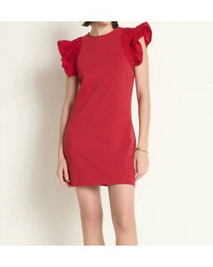 Nation Ltd Ellis Ruffle Sleeve Dress - Red